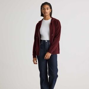 Quince Mongolian Cashmere Full-Zip Hoodie In Rich Burgundy XL